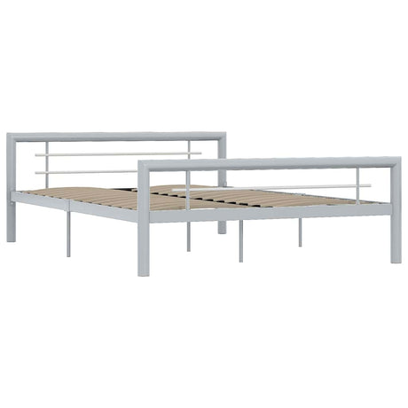 Vidaxl bedframe metaal grijs en wit 140x200 cm
