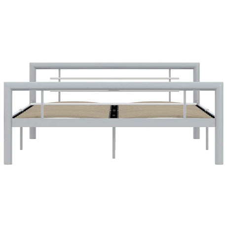 Vidaxl bedframe metaal grijs en wit 140x200 cm