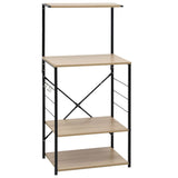 VIDAXL -Mikrowellenschrank 60x39.6x123 cm verarbeitetes Holzschwarz und Eichefarbe