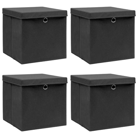 VIDAXL -Speicherboxen mit Deckel 4 PCs 32x32x32 cm Stoff schwarz