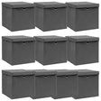 VIDAXL -Speicherboxen mit Deckel 10 PCs 32x32x32 cm Stoff grau