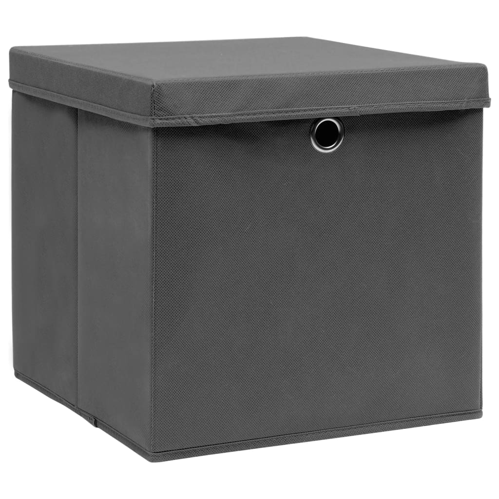 VIDAXL -Speicherboxen mit Deckel 10 PCs 32x32x32 cm Stoff grau