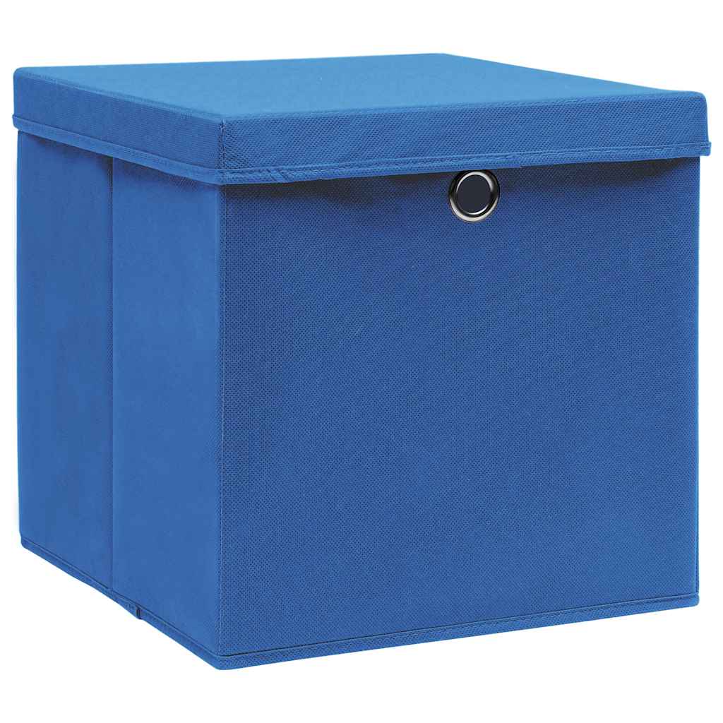 Vidaxl opbergboxen met deksel 4 st 32x32x32 cm stof blauw