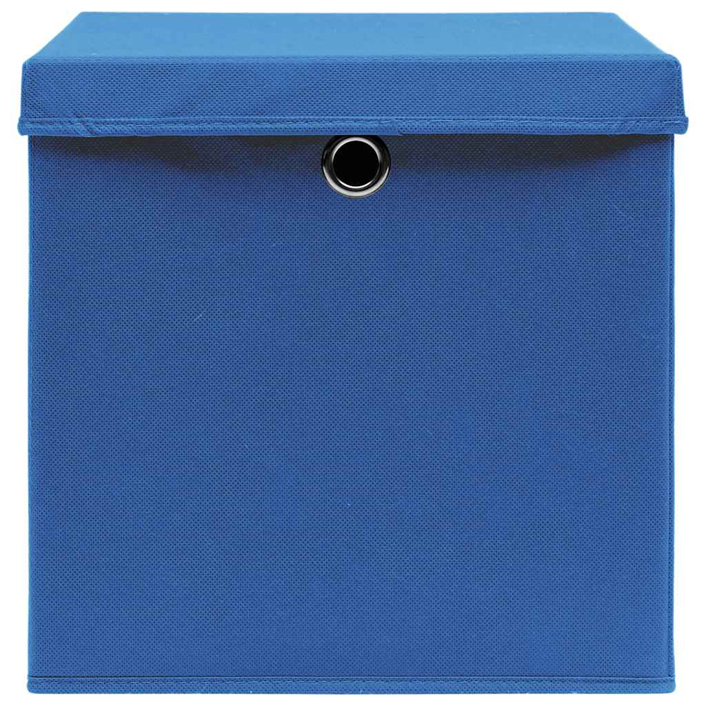 Vidaxl opbergboxen met deksel 4 st 32x32x32 cm stof blauw