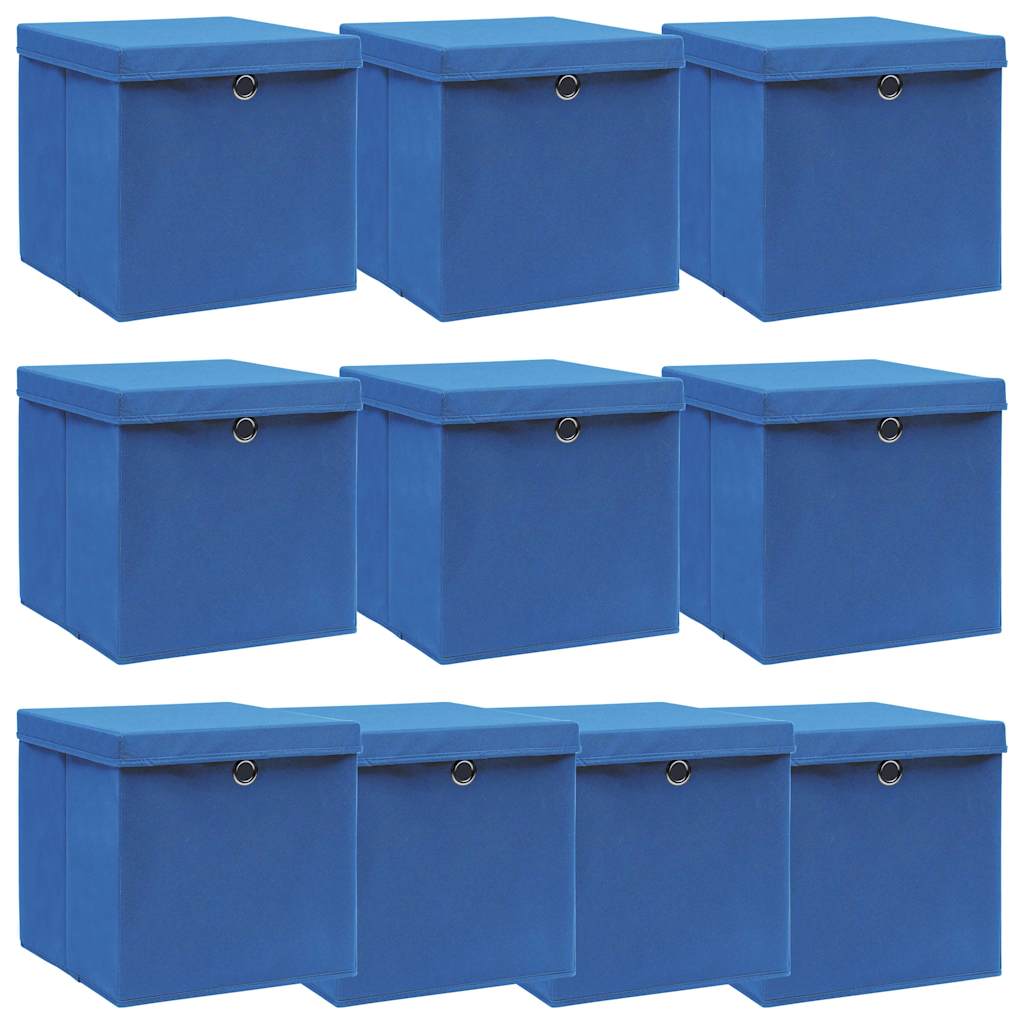 VIDAXL -Speicherboxen mit Deckel 10 PCs 32x32x32 cm Stoff blau
