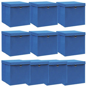 VIDAXL -Speicherboxen mit Deckel 10 PCs 32x32x32 cm Stoff blau