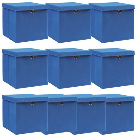 VIDAXL -Speicherboxen mit Deckel 10 PCs 32x32x32 cm Stoff blau