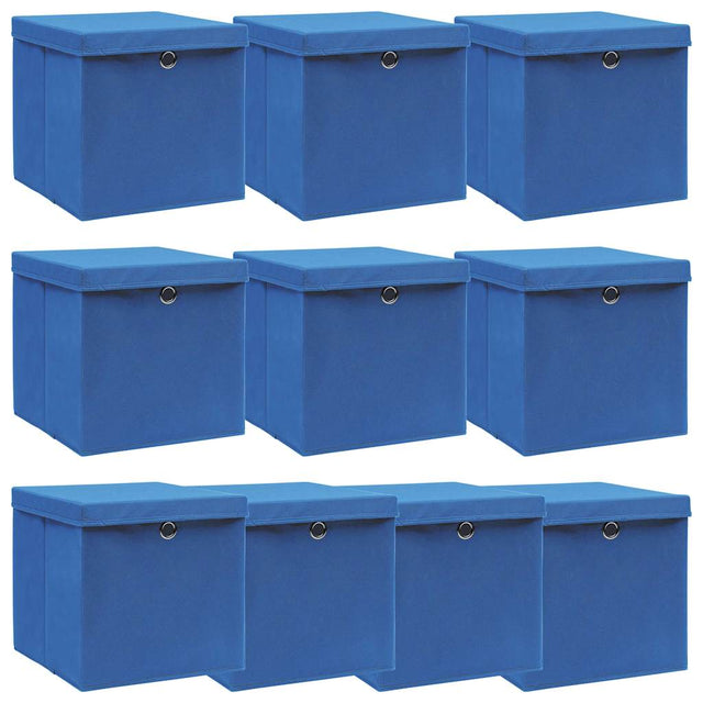 VIDAXL -Speicherboxen mit Deckel 10 PCs 32x32x32 cm Stoff blau