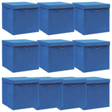 VIDAXL -Speicherboxen mit Deckel 10 PCs 32x32x32 cm Stoff blau