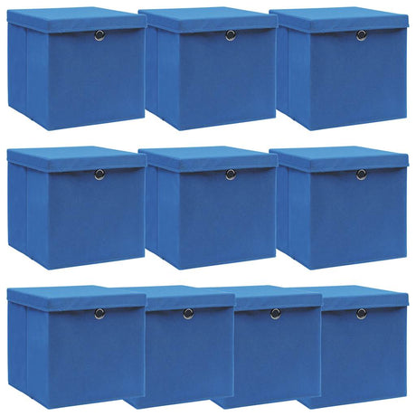 VIDAXL -Speicherboxen mit Deckel 10 PCs 32x32x32 cm Stoff blau