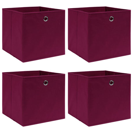 VIDAXL -Speicherboxen 4 PCs 32x32x32 cm Stoff dunkelrot