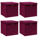 VIDAXL -Speicherboxen mit Deckel 4 PCs 32x32x32 cm Stoff dunkelrot