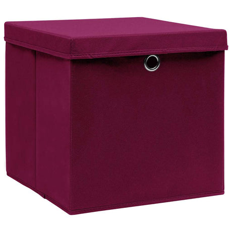 VIDAXL -Speicherboxen mit Deckel 4 PCs 32x32x32 cm Stoff dunkelrot