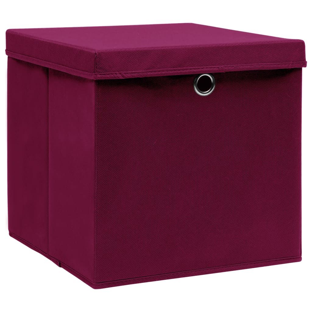 VIDAXL -Speicherboxen mit Deckel 4 PCs 32x32x32 cm Stoff dunkelrot