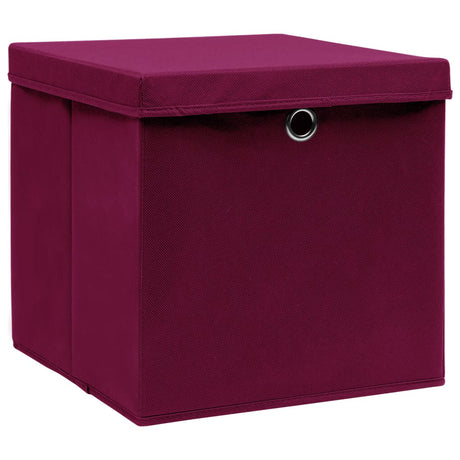 VIDAXL -Speicherboxen mit Deckel 4 PCs 32x32x32 cm Stoff dunkelrot