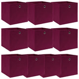 VIDAXL -Speicherboxen 10 PCs 32x32x32 cm Stoff dunkelrot
