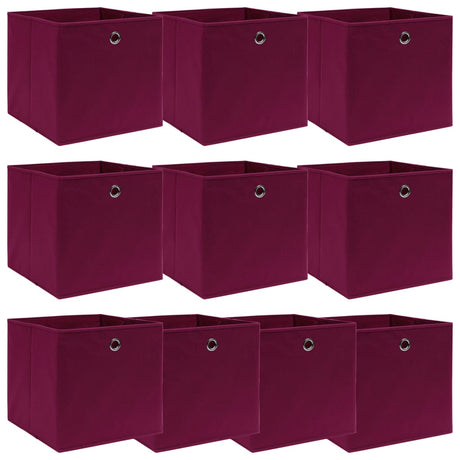 VIDAXL -Speicherboxen 10 PCs 32x32x32 cm Stoff dunkelrot