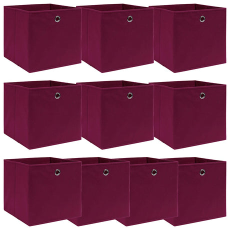VIDAXL -Speicherboxen 10 PCs 32x32x32 cm Stoff dunkelrot