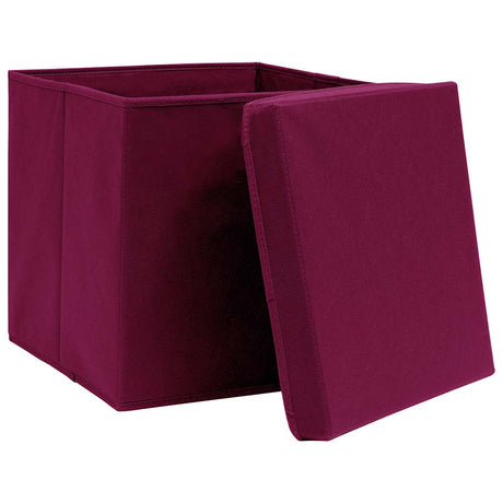 VIDAXL -Speicherboxen mit Deckel 10 PCs 32x32x32 cm Stoff dunkelrot
