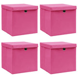VIDAXL -Speicherboxen mit Deckel 4 PCs 32x32x32 cm Stoff rosa