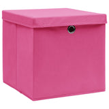 VIDAXL -Speicherboxen mit Deckel 4 PCs 32x32x32 cm Stoff rosa
