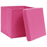 VIDAXL -Speicherboxen mit Deckel 4 PCs 32x32x32 cm Stoff rosa