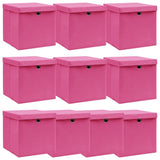 VIDAXL -Speicherboxen mit Deckel 10 PCs 32x32x32 cm Stoff rosa