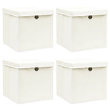 VIDAXL -Speicherboxen mit Deckel 4 PCs 32x32x32 cm Stoff weiß
