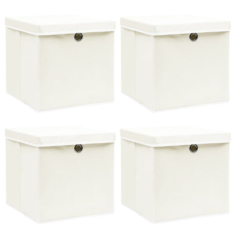 VIDAXL -Speicherboxen mit Deckel 4 PCs 32x32x32 cm Stoff weiß