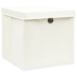 VIDAXL -Speicherboxen mit Deckel 4 PCs 32x32x32 cm Stoff weiß
