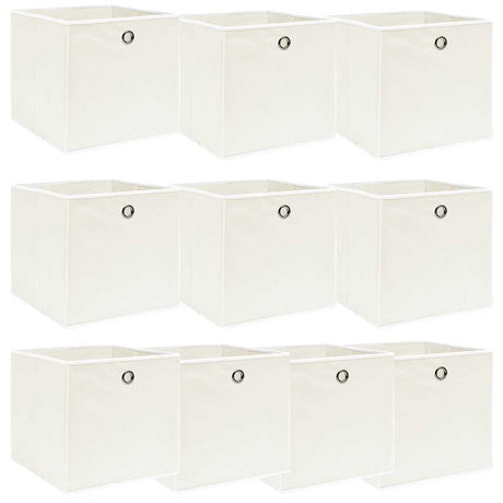 VIDAXL -Speicherboxen 10 PCs 32x32x32 cm Stoff weiß