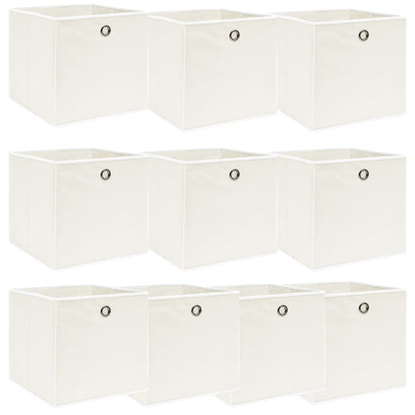 VIDAXL -Speicherboxen 10 PCs 32x32x32 cm Stoff weiß