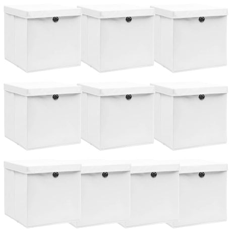 VIDAXL -Speicherboxen mit Deckel 10 PCs 32x32x32 cm Gewebe weiß