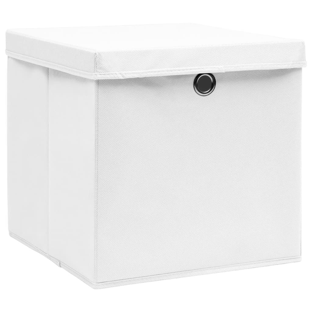 VIDAXL -Speicherboxen mit Deckel 10 PCs 32x32x32 cm Gewebe weiß