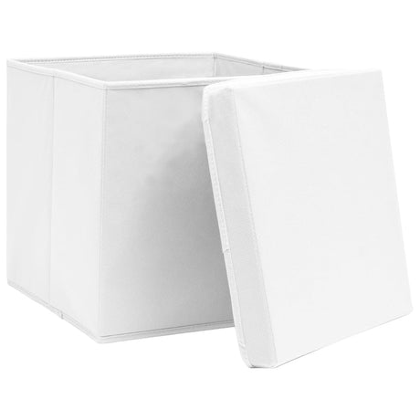 VIDAXL -Speicherboxen mit Deckel 10 PCs 32x32x32 cm Gewebe weiß