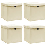 VIDAXL -Speicherboxen mit Deckel 4 -PCs 32x32x32 cm Stoffcreme -Colored