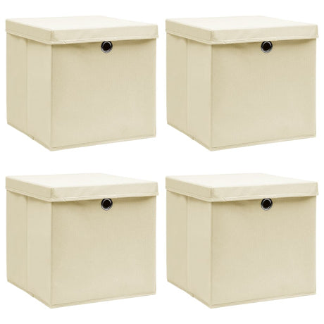 VIDAXL -Speicherboxen mit Deckel 4 -PCs 32x32x32 cm Stoffcreme -Colored