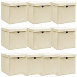 VIDAXL -Speicherboxen mit Deckel 10 PCs 32x32x32 cm Stoffcreme -Colored