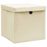 VIDAXL -Speicherboxen mit Deckel 10 PCs 32x32x32 cm Stoffcreme -Colored