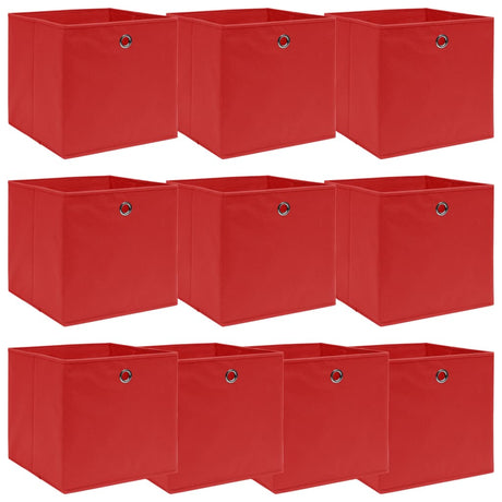 VIDAXL -Speicherboxen 10 PCs 32x32x32 cm Stoff rot