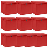 VIDAXL -Speicherboxen mit Deckel 10 PCs 32x32x32 cm Gewebe weiß