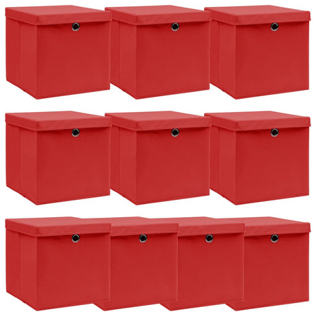 VIDAXL -Speicherboxen mit Deckel 10 PCs 32x32x32 cm Gewebe weiß