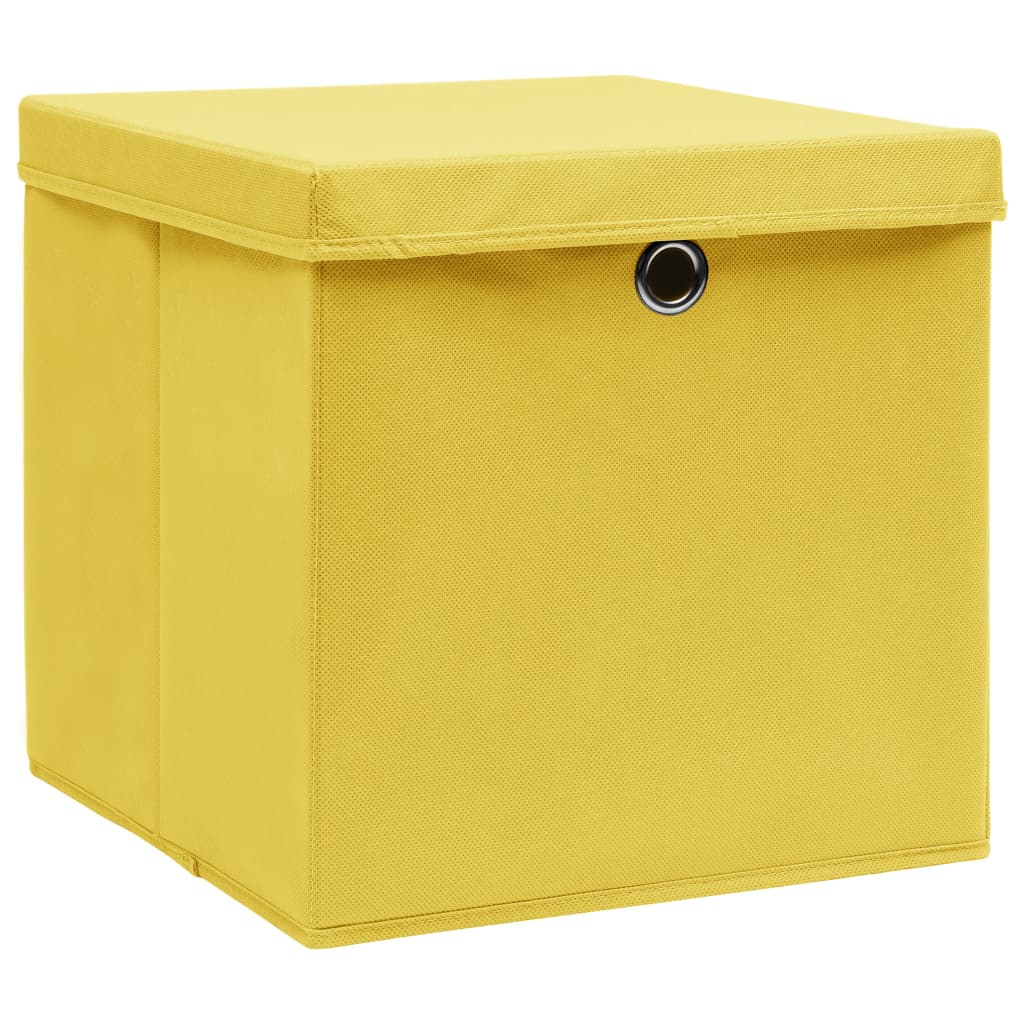 VIDAXL -Speicherboxen mit Deckel 4 PCs 32x32x32 cm Stoff gelbgelb