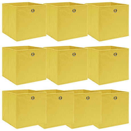 Vidaxl Opbergboxen 10 ST 32x32x32 cm Stof Geel