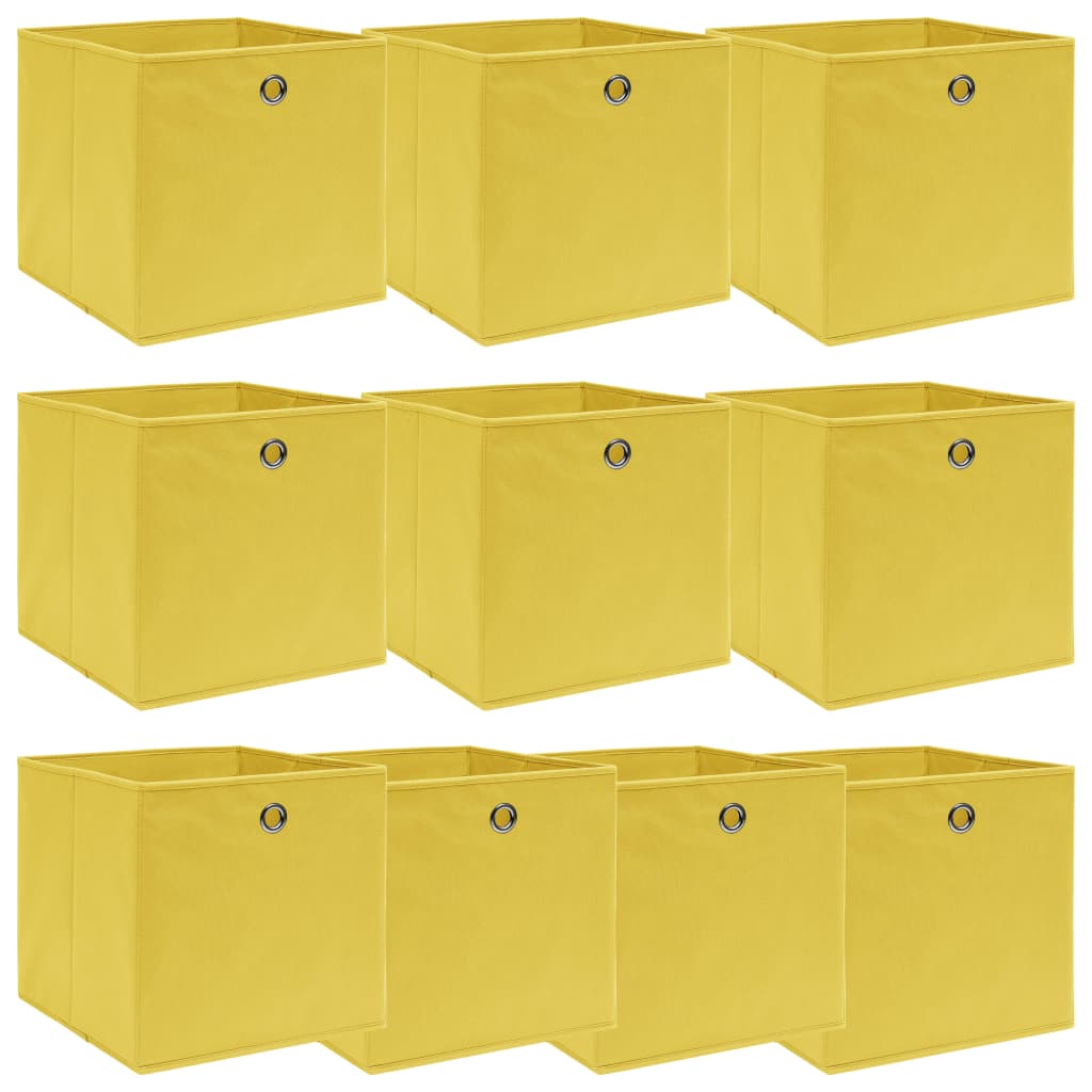Vidaxl Opbergboxen 10 ST 32x32x32 cm Stof Geel