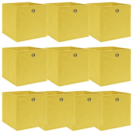 Vidaxl Opbergboxen 10 ST 32x32x32 cm Stof Geel
