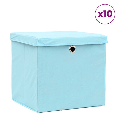 VIDAXL -Speicherboxen mit Deckel 10 PCs 32x32x32 cm Stoff Baby Blau