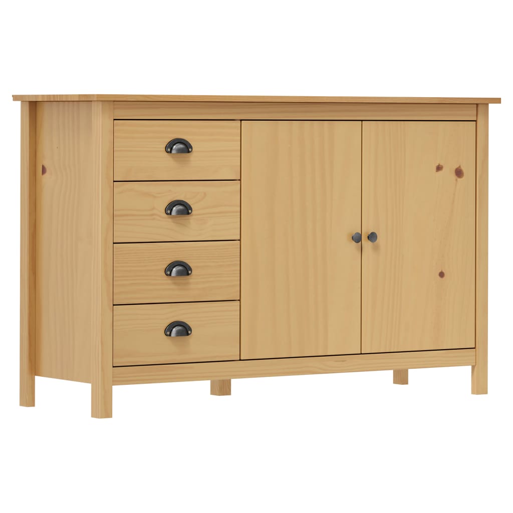 Vidaxl dressoir hill 130x40x80 cm massief grenenhout honingbruin