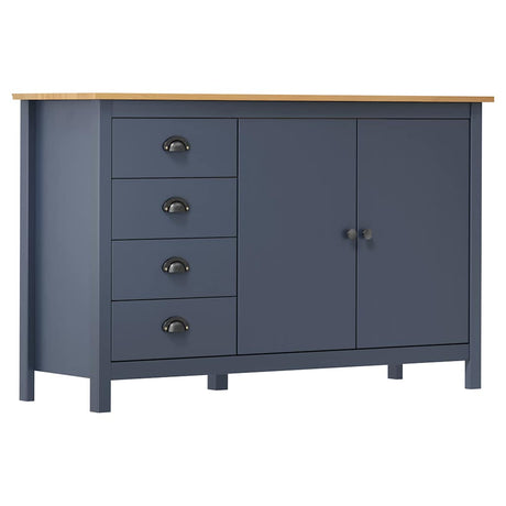 Vidaxl dressoir hill 130x40x80 cm massief grenenhout grijs