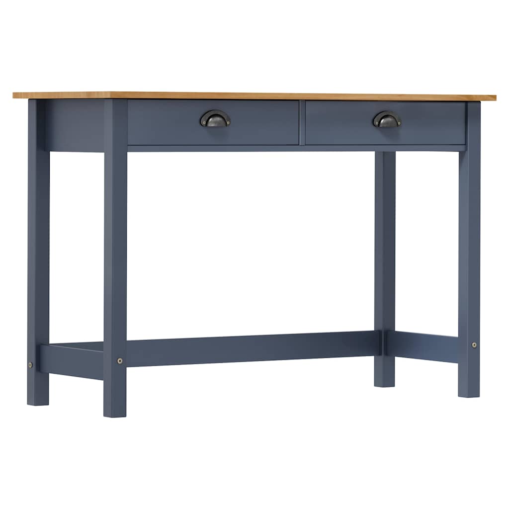 Vidaxl wandtafel hill 2 lades 110x45x74 cm massief grenenhout grijs